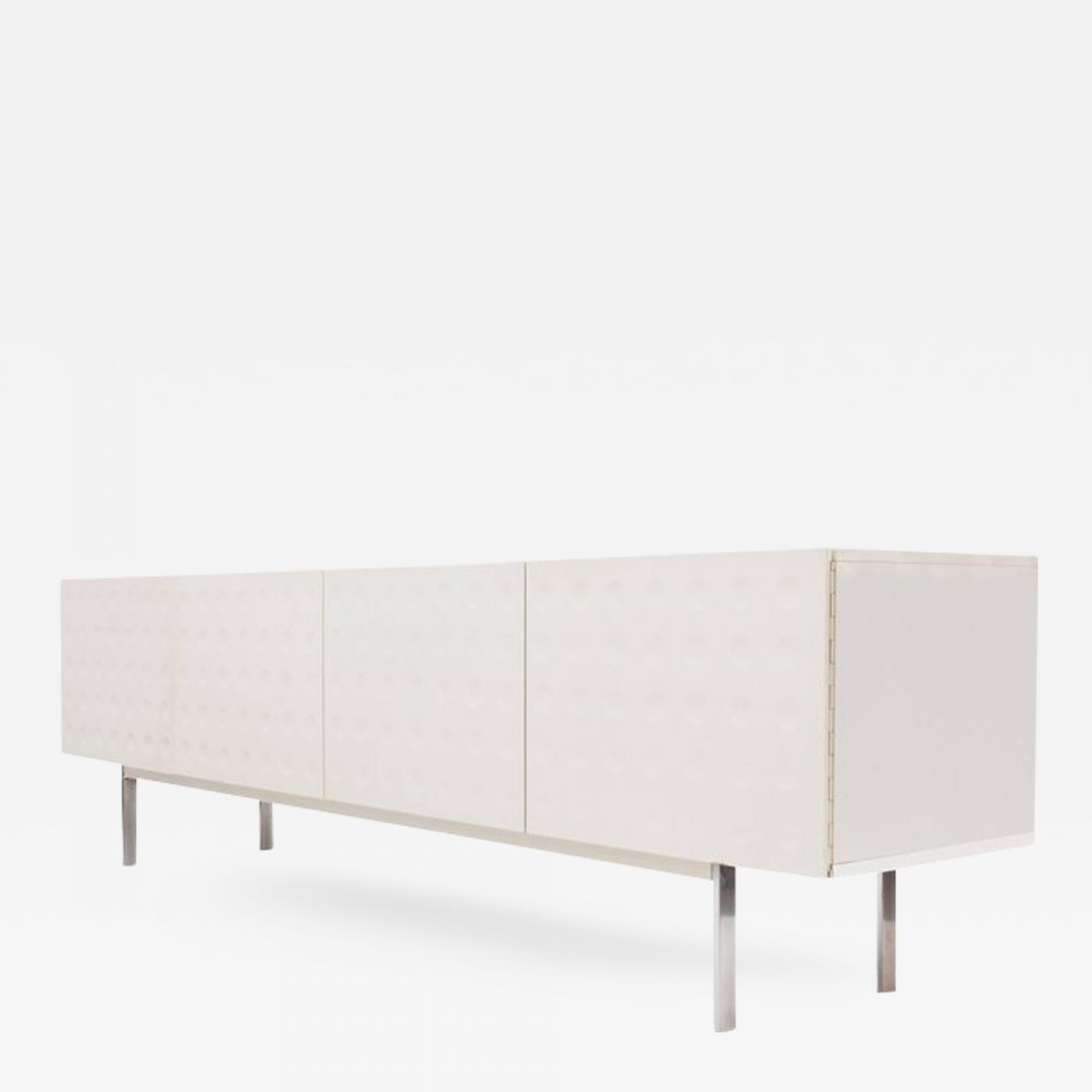 White Lacquered Brutalist Credenza