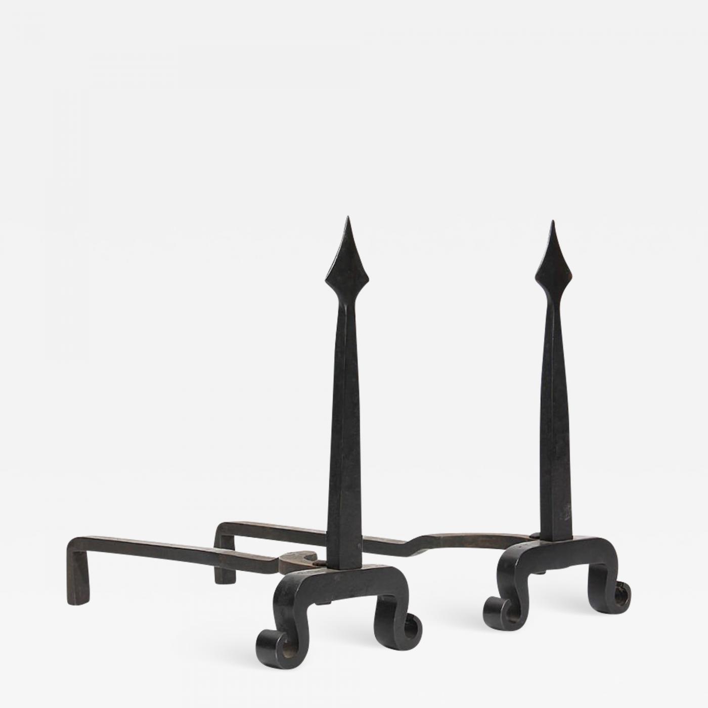 Wrought Iron Spear Andirons