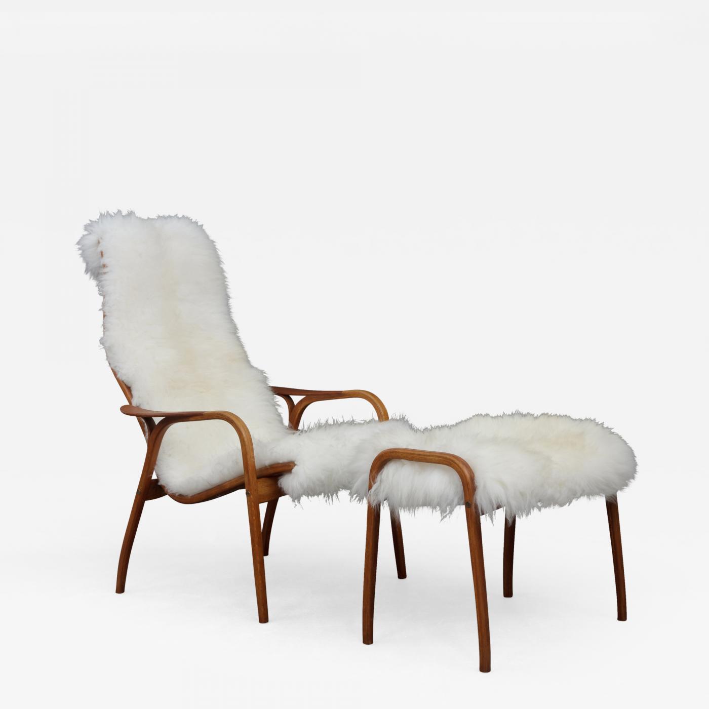 Yngve Ekstrom Yngve Ekstrom Sheepskin Lounge Chair With Footstool