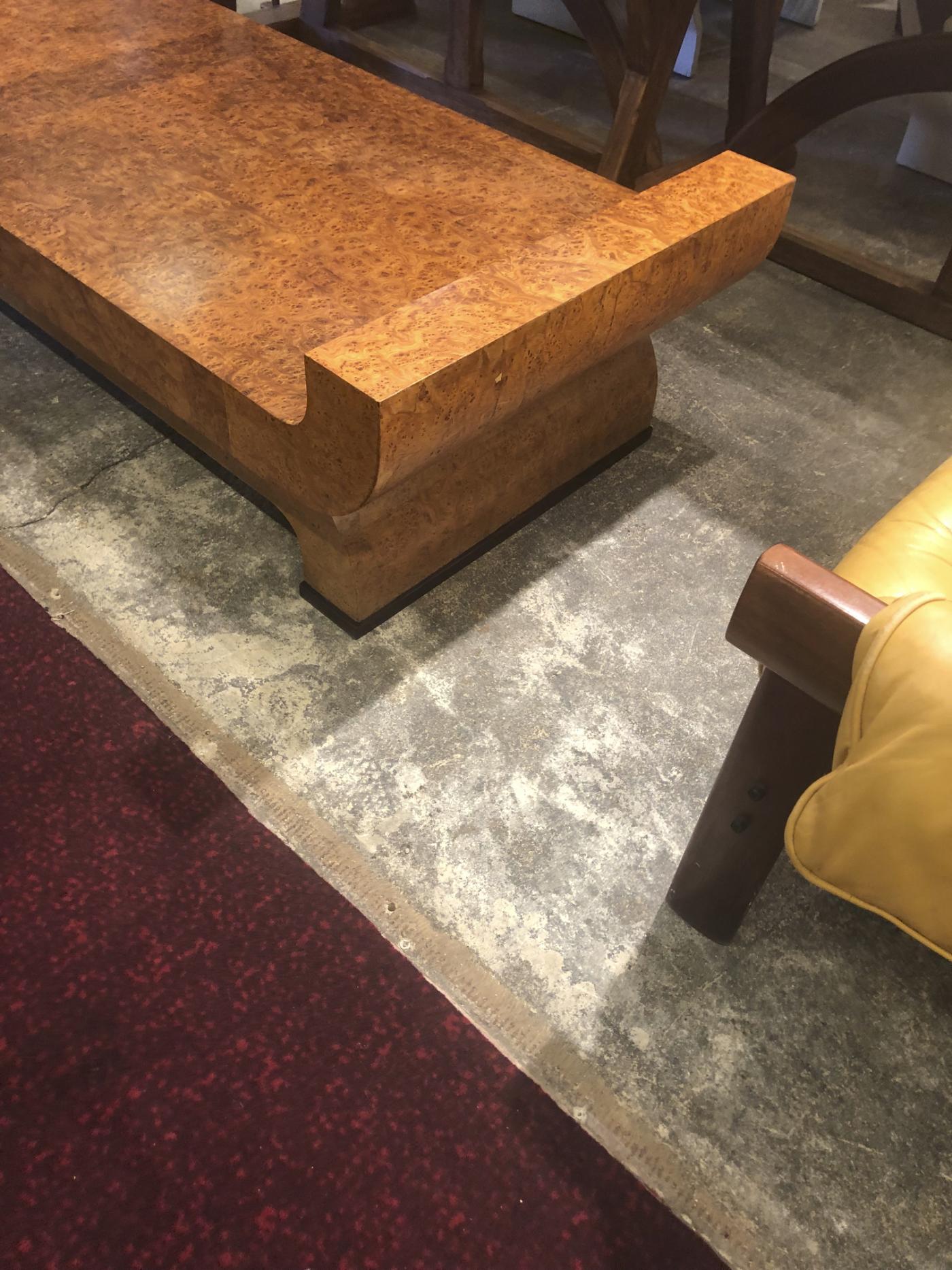 art deco longest superb burl coffee table