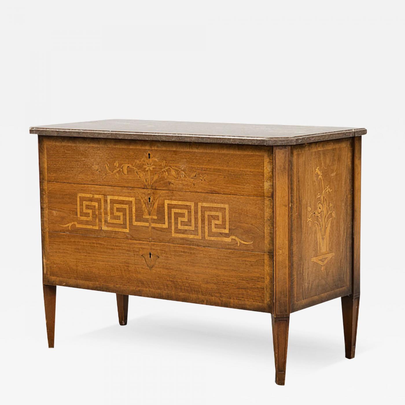 c1926 Swedish Grace birch & marble chest of drawers